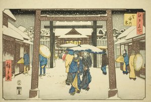 Shinmei Shinmei Shiba (Shiba Shinmeigu), a „Fa Nets Pa Backs Member Edo (Edo híres helyek)” sorozatból alkotó: Utagawa Hiroshige