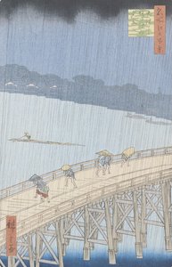 Hirtelen zápor az Ohashi hídon Atakában, a „100 Views of Edo” sorozatból, 1857 (fatömbnyomat) (lásd még: 66101)