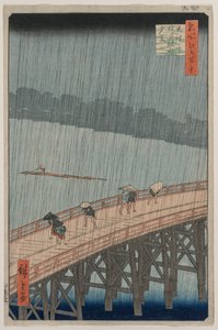 Hirtelen zápor a Shin-Ohashi híd és az Atake... felett, 1857. alkotó: Utagawa Hiroshige