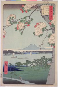 Suigin Grove és Masaki, a Sumida folyón, „Edó száz híres kilátása (Tokió)”, 1856