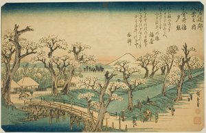 Gow a Koganei hídnál (Koganei-bashi Sekisho), a Te sorozatból alkotó: Utagawa Hiroshige