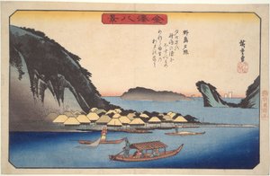 Naplemente Nojimában, a „Kanazawa nyolc látképe” című sorozatból alkotó: Utagawa Hiroshige