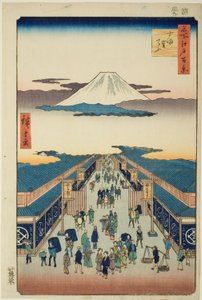 Írta: Suruga, a „Ridge dre d fa net s view of Edo (Edo száz híres nézete)” című sorozatból. alkotó: Utagawa Hiroshige