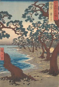 A Maiko melletti tengerpart Harima tartományban, a Több mint hatvan tartomány híres helyeinek látképei című sorozatból alkotó: Utagawa Hiroshige