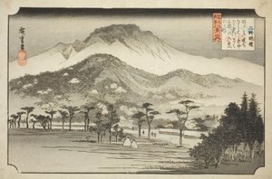 Az esti harang Miidera-ban (Mii no bansho), a "Nyolc nézet Omi tartományban (Omi hakkei no uchi)" sorozatból alkotó: Utagawa Hiroshige