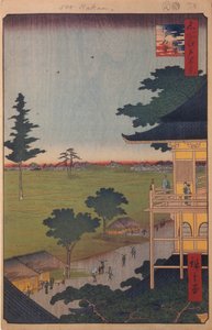 A Sazaido terem az Ötszáz Rakan templomban Edo száz híres kilátása, 1856-1858 alkotó: Utagawa Hiroshige