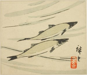 Pisztráng, egy harimaze lap része alkotó: Utagawa Hiroshige