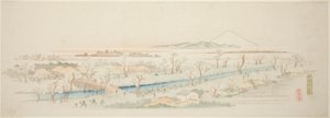 Koganei (Koganei no kei) kilátása Edo külvárosának híres nézeteinek cím nélküli sorozatából alkotó: Utagawa Hiroshige