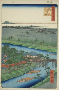 Yanagishima, a „Ridge d re d fa s view of Edo (Edo száz híres nézete)” sorozatból. alkotó: Utagawa Hiroshige