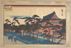 A Zōjō-ji templom Shibában, hóban alkotó: Utagawa Hiroshige