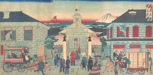 Illusztráció a külföldi tartózkodásokról és a jokohamai katolikus templomról Yokohama..., 1870. 10. hónap.