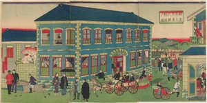 A gőzvonat képe Yokohama külföldi létesítményeiből, Meiji korszakból