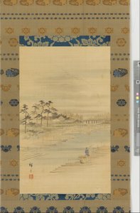 Folyói táj: fatelepek és tutajok, 19. század közepe. alkotó: Utagawa Hiroshige II