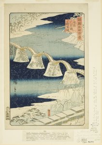Attendance B Ritsu d Gea t Iwakuni tag, Suo P Rovinse (Suo Iwakuni Attendance Bashi) alkotó: Utagawa II Hiroshige