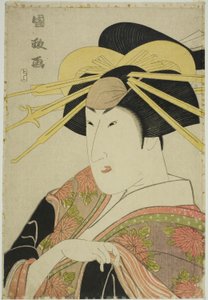 Női ruhás színész portréja alkotó: Utagawa Kunimasa