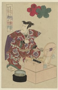 Férfi a fésülködőasztalánál Sekidera templom (cím a tárgyon) alkotó: Utagawa Kunisada (I) (attributed to)
