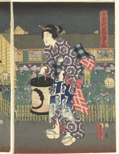 Bejövő vonal tagja Az aranyvirágos könyvklub rajza (vérhang obje CT) alkotó: Utagawa Kunisada (I)