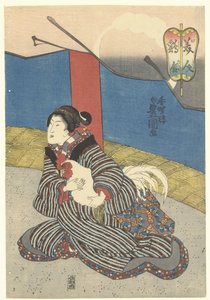 Szépségek kakasviadalon Bijin toriawase (cím az objektumon) alkotó: Utagawa Kunisada (I)