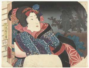 Nő kiterjed lámpás kimonó Válogatás elegáns kertekből (sorozat címe) Furyu sono no ko (sorozat címe az objektumon) alkotó: Utagawa Kunisada (I)