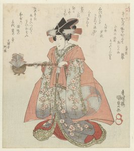 Nő egy szaké vízforralóval A Katsushika Poetry Society négy hűséges vazallusa Katsushika Shitennô (sorozat címe) alkotó: Utagawa Kunisada (I)