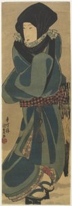 (Nő köpenyben és csuklyában), 1830-1844 körüli évek alkotó: Utagawa Kunisada