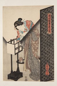 Keleti lámpa (Andon) (színes fatömb nyomat) alkotó: Utagawa Kunisada