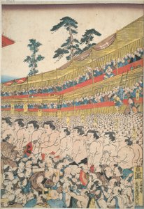 Képek a Nagy Szumó Fesztiválról alkotó: Utagawa Kunisada