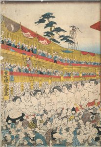 Képek a Nagy Szumó Fesztiválról alkotó: Utagawa Kunisada