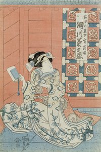 A színész Bando Hikosaburo, mint Wada, egy nemes lánya (faminta) (recto) (lásd a 144576-os számot a versért) alkotó: Utagawa Kunisada
