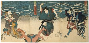 Színházi jelenet, 1844 alkotó: Utagawa Kunisada