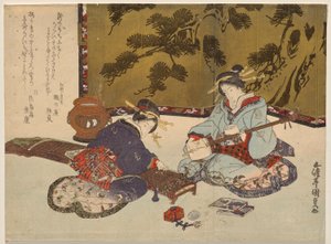 Két kurtizán hangszeren játszik alkotó: Utagawa Kunisada