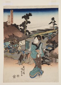 Kuwana kilátása (Kuwana no zu) (színes fatömbnyomat) alkotó: Utagawa Kunisada