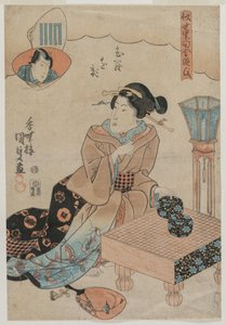 Nő a Go játékra készül. alkotó: Utagawa Kunisada