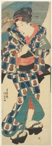 Junges Mädchen mit Regenschirm alkotó: Utagawa Kunisada