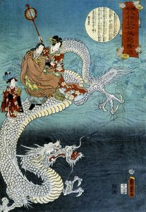 Sárkány és japán népviseletben - Kounisoda japán mintája alkotó: Utagawa Kunisada III