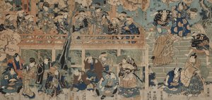 Kagamiyama bemutató (színes fametszet a táblára rögzítve) alkotó: Utagawa Kunisada III