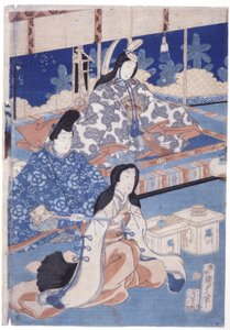A tavasz köszöntése virággyűjtéssel (Hana Soroi Haru No Taimen) (színes fanyomat) alkotó: Utagawa Kunisada II