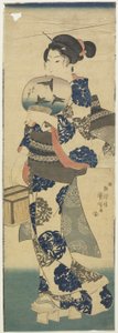 (Nő legyezővel és tücsökketreccsel), 1843-1847 alkotó: Utagawa Kuniyoshi