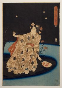 Szentjánosbogarak fogása az esti hűvösben alkotó: Utagawa Kuniyoshi