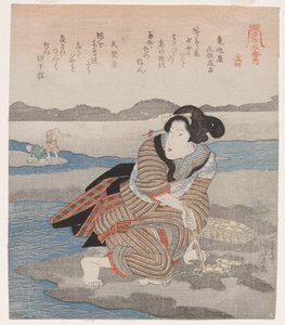 Kagylót ásó nő; a Five Pictures of Tide sorozatból alkotó: Utagawa Kuniyoshi