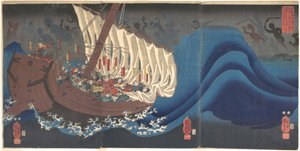 A Taira család szellemei a Daimotsu-öbölben alkotó: Utagawa Kuniyoshi