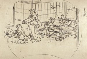 Hataori (szövőszéken való szövés) alkotó: Utagawa Kuniyoshi