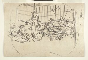 Hataori (szövés szövőszéken) 1840 körül (tinta papíron) alkotó: Utagawa Kuniyoshi