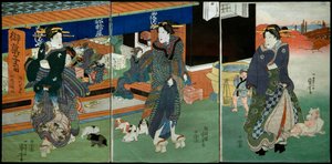 A Funabashiya édességbolt előtt alkotó: Utagawa Kuniyoshi