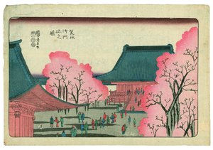 A Tsukiji Honganji templom főkapuja alkotó: Utagawa Kuniyoshi