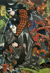 Miyamoto Musashi-sorozat: A Kawaguchi által kiadott harcos-lenyomatok cím nélküli sorozata, 1827-27 alkotó: Utagawa Kuniyoshi