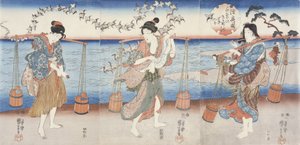 Lilek a Mucu tartománybeli Noda Ékkő-folyójánál alkotó: Utagawa Kuniyoshi