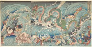 Az ellopott ékszer visszaszerzése a Sárkánykirály palotájából alkotó: Utagawa Kuniyoshi