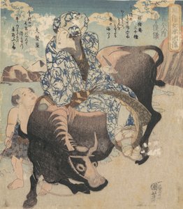 Roshungi kínai, Lu Zhunyi, mint egy bivalyon lovagló nő. alkotó: Utagawa Kuniyoshi