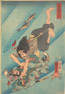 Tanmeijirō Genshōgo harca a víz alatt alkotó: Utagawa Kuniyoshi